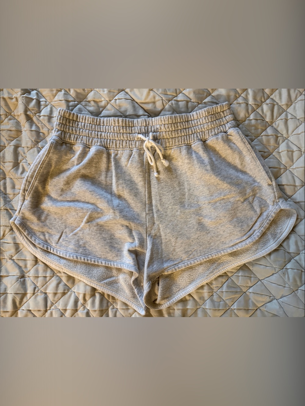 Abercrombie & Fitch Light Gray Terry Drawstring Shorts